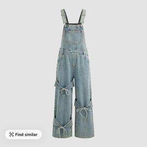 Cider Light Blue Denim Overalls with Bows